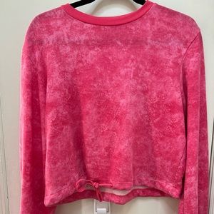 NWOT Z by Zella Nordstrom Pink Tie-dye long sleeve crop top with tie string